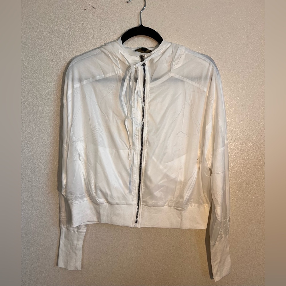 Dance & Marvel Sheer White Hooded Zip-Up Jacket - Size M